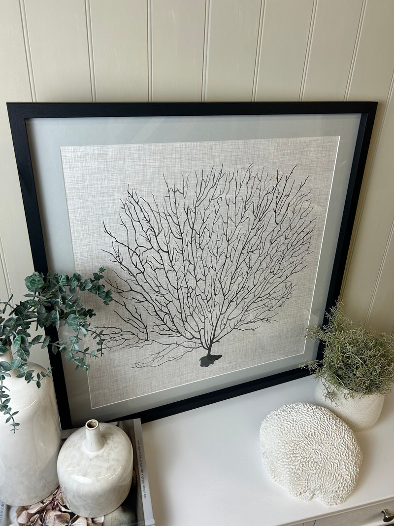 Tree coral art mounted black frame special order handmade 70cm