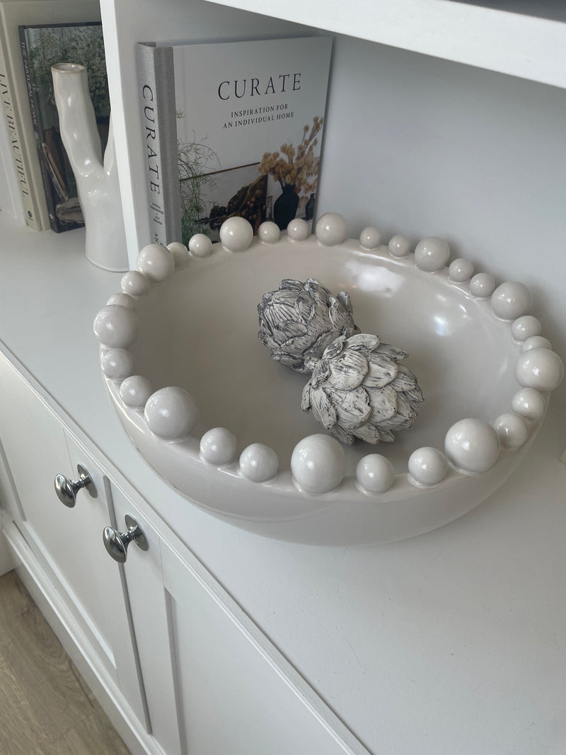 Matt White ceramic large bobble bowl
