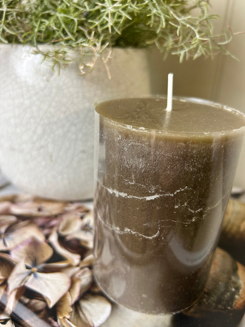 Brown mocha pillar church candle 10x7