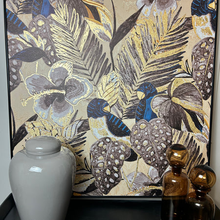 Framed Blue Grey Black Nature Canvas picture art