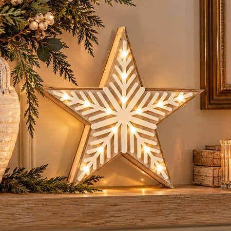 Light up standing star wood 25cm