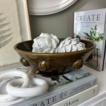 Mahogany brown ceramic terracotta bobble bowl