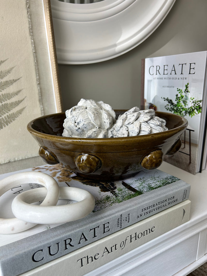 Mahogany brown ceramic terracotta bobble bowl