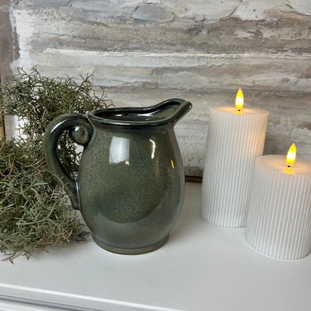 Olive green crackle glaze jug