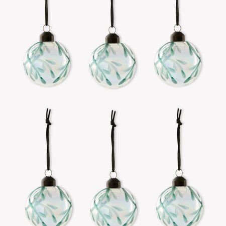 Glass mistletoe hand painted hanging bauble 6cm