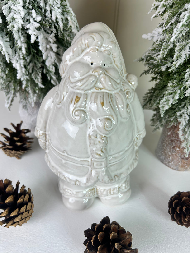 Large Rustic glaze Ceramic Yuletide Santa Ornament