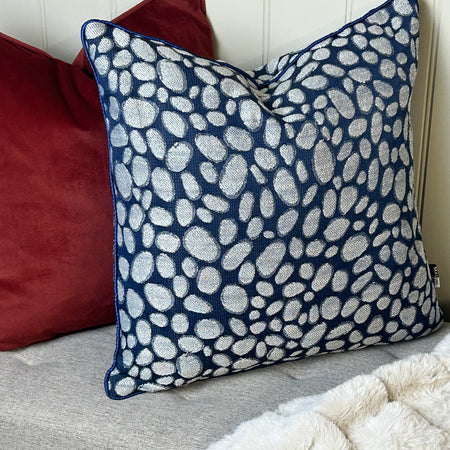 Navy Grey Pebble Texture Cushion 43cm