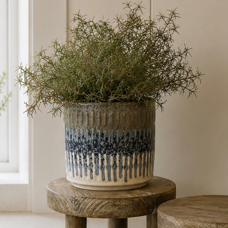 Brown and blue ombre drip plant pot planter