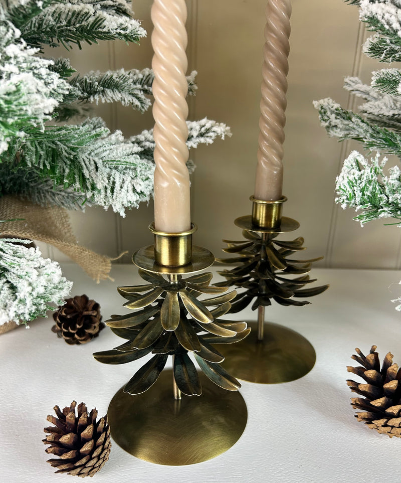 Cromwell Bronze Gold Christmas Tree Candlestick