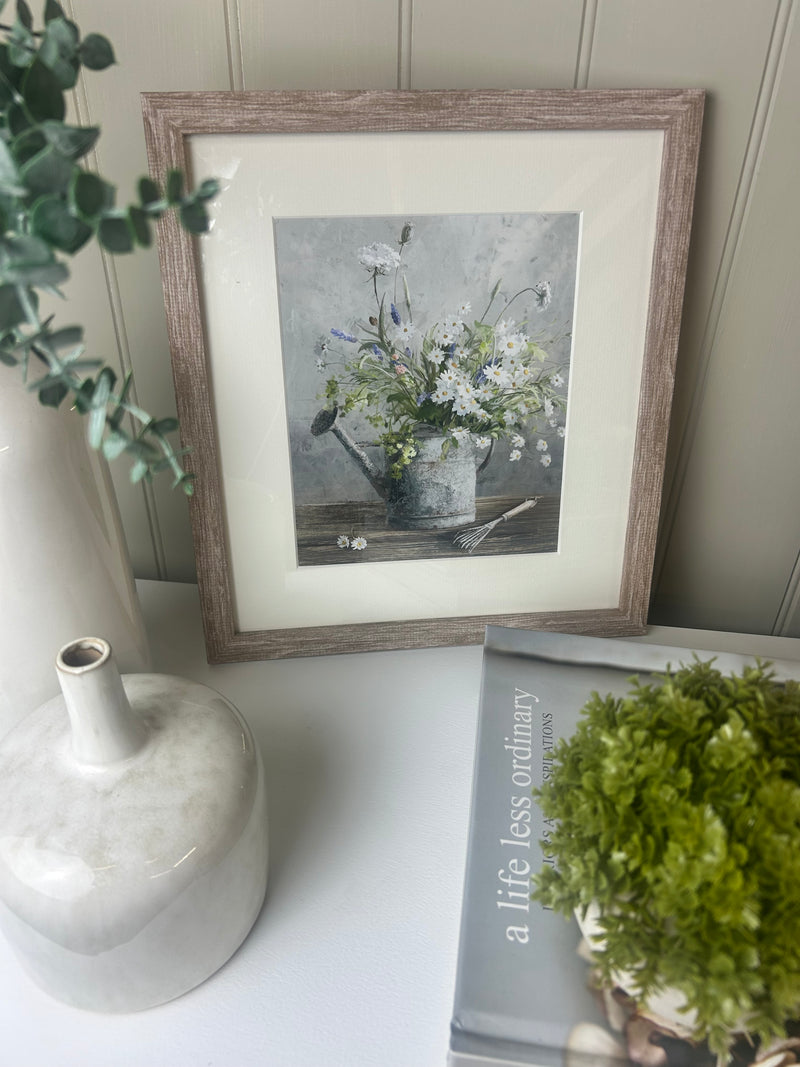 Pretty garden flower framed glazed mounted wall art picture 2 styles