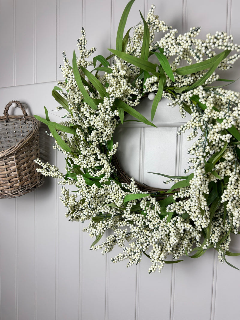 White summer berry choisya leaves wreath 55cm