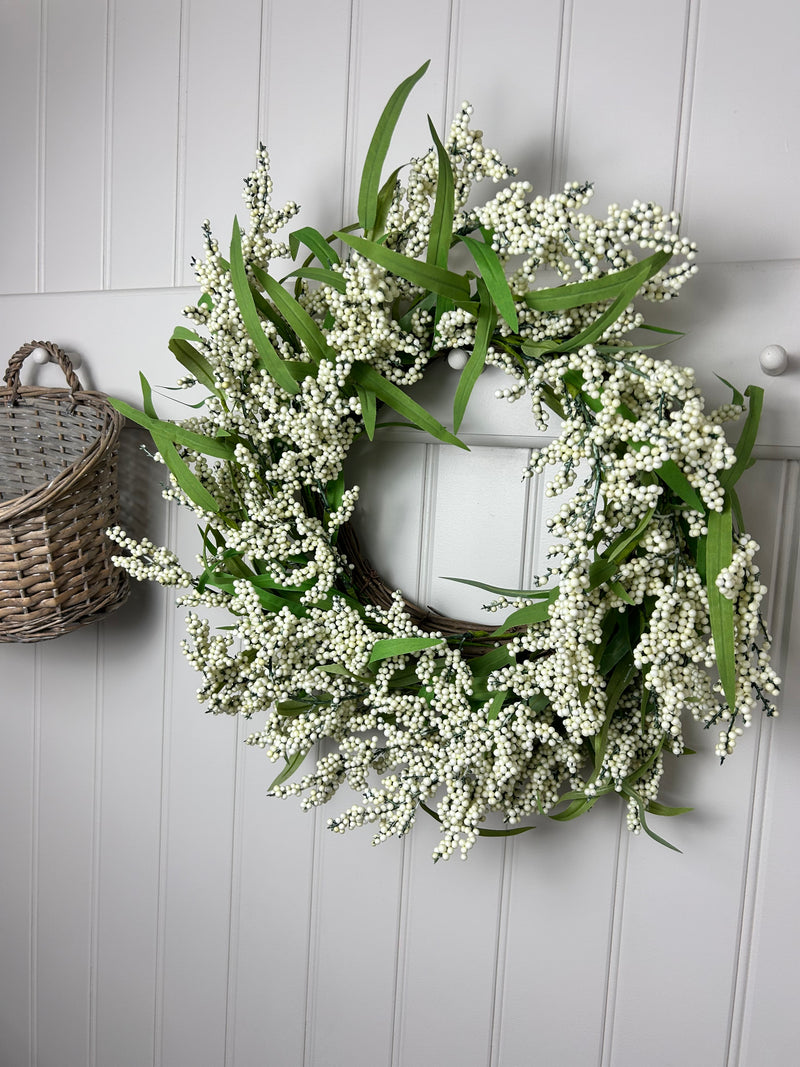 White summer berry choisya leaves wreath 55cm