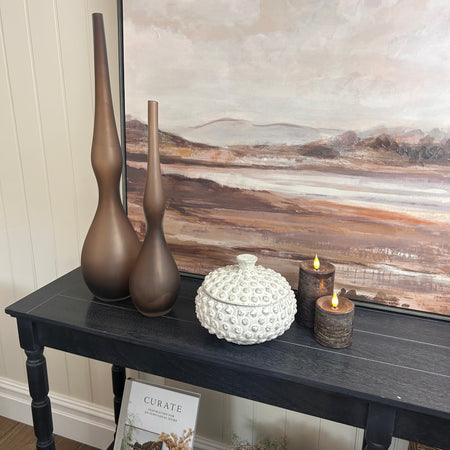 Set of two Tall Curvy Brown Shaped Slim Vases