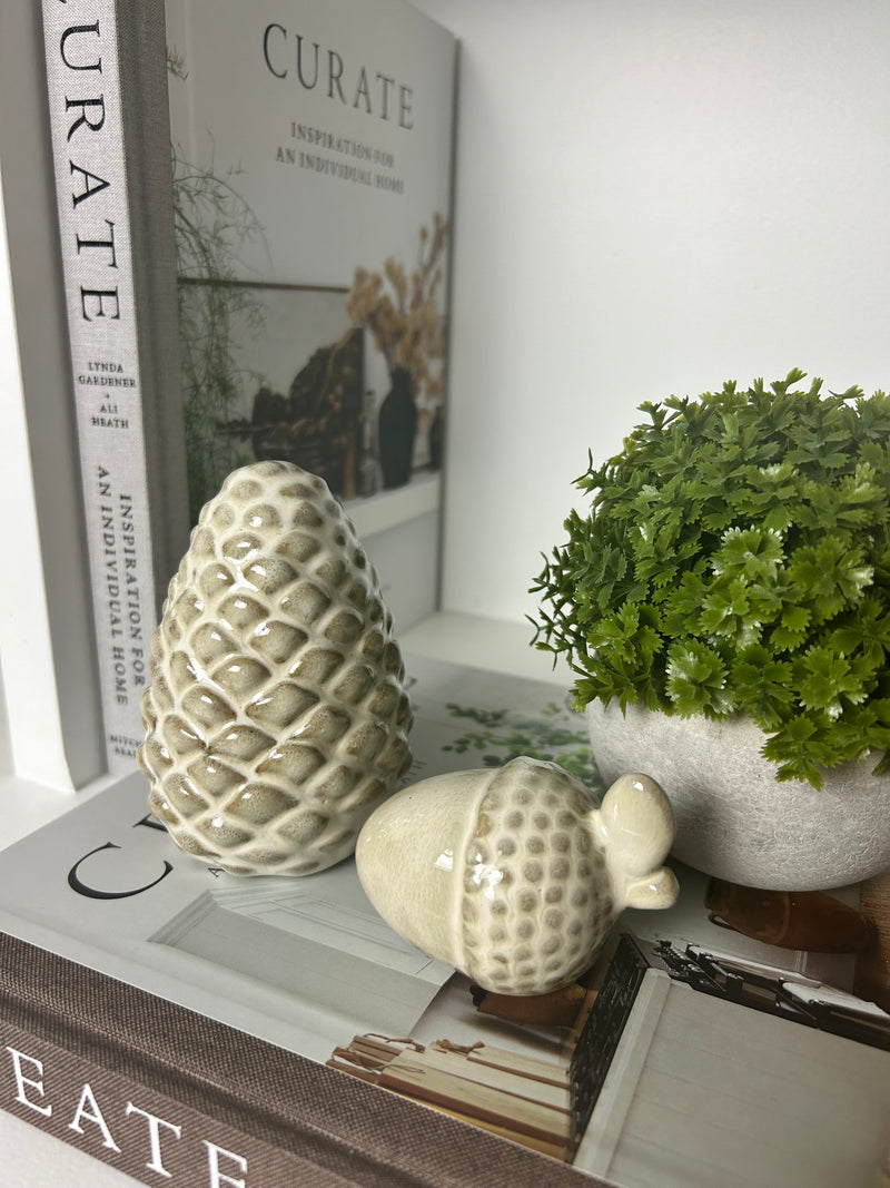 Two Tone Ceramic Acorn, Pinecone
