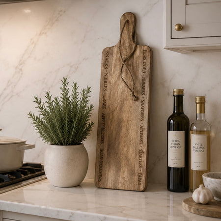 Mango wood etched canopy tapas grazing board large 70x18