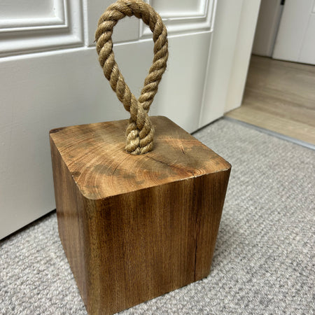 Mango wood chunky heavy door stop