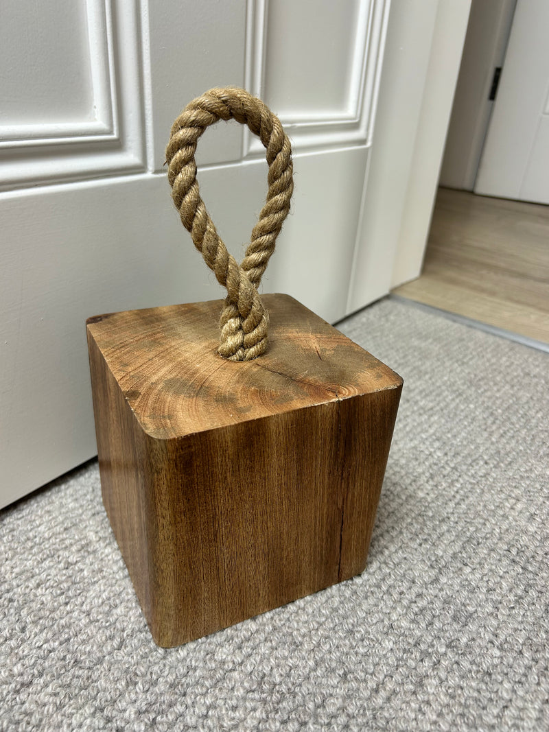 Mango wood chunky heavy door stop