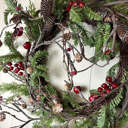 Large 80cm berry twig foliage wreath