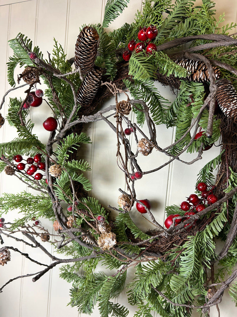 Large 80cm berry twig foliage wreath