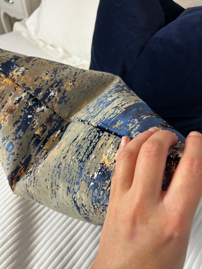 Torcello Navy bronze taupe Gold Feather luxury Cushion 43x43cm