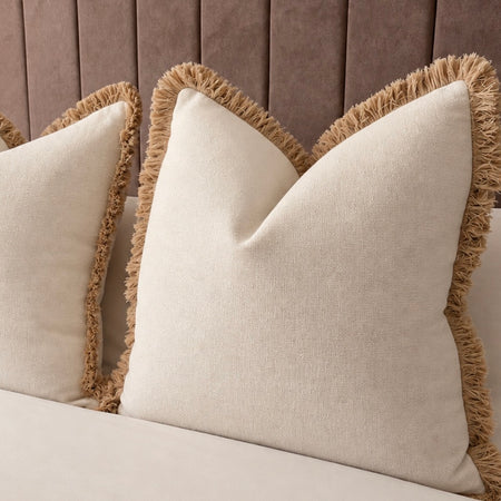 Hugo frill trim edge cream beige natural textured 58cm