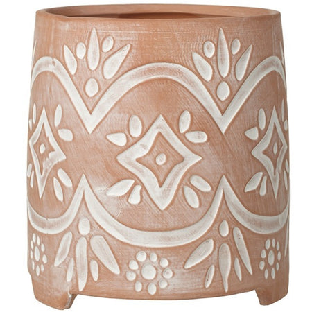 Patterned terracotta plant pot
