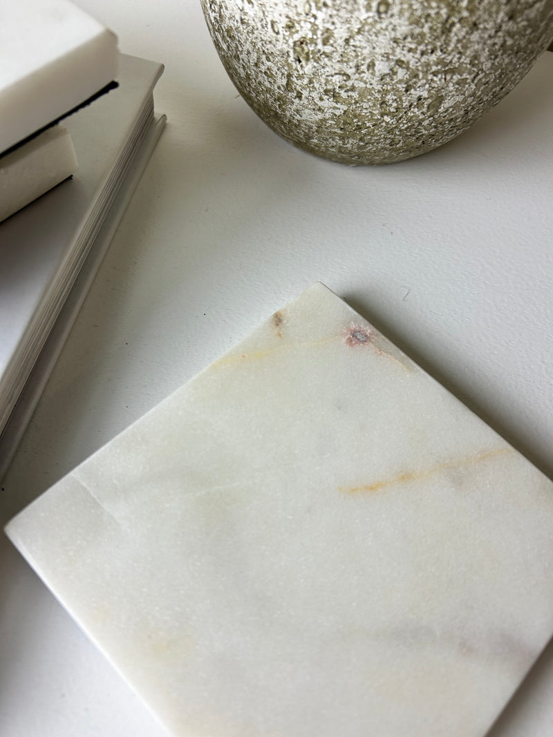 Set of 4 square solid marble coasters