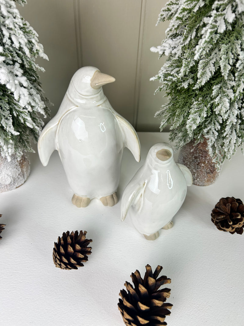 Rustic glaze Ceramic Penguins, 2 Sizes