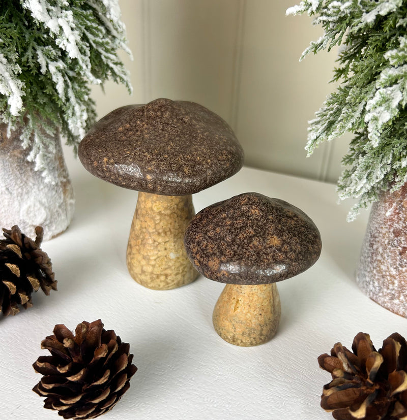 Brown Natural Autumn Mushrooms ceramic 2 Sizes