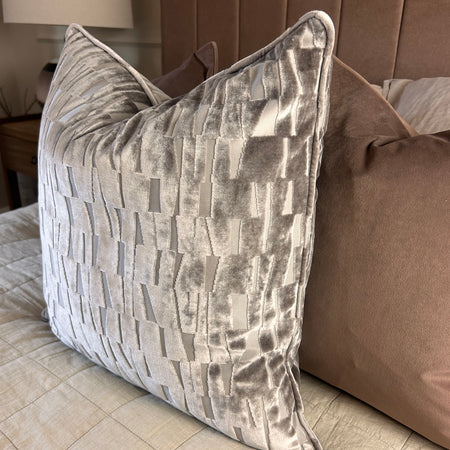 Dark mink textured luxe cushion 50cm