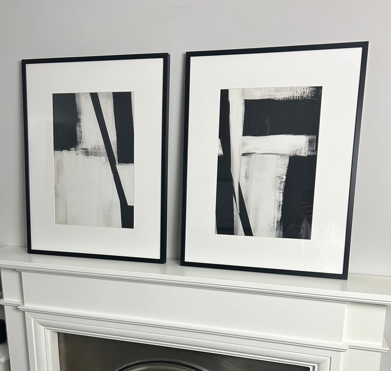 Set of two Monochrome frame frame mounted Graphic Serenity pictures
