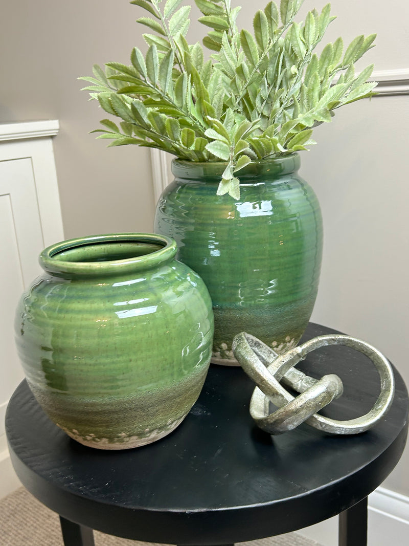 Seville green distressed tall vase