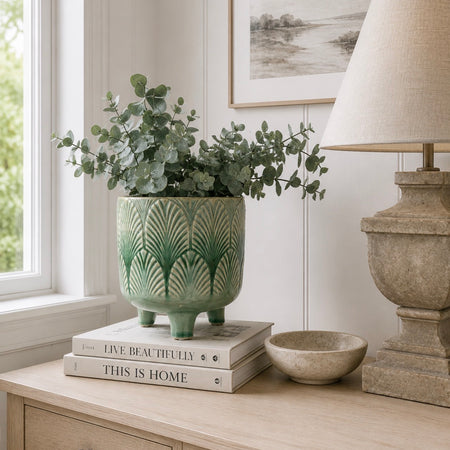 Chunky large Green Leaf Planter on legs