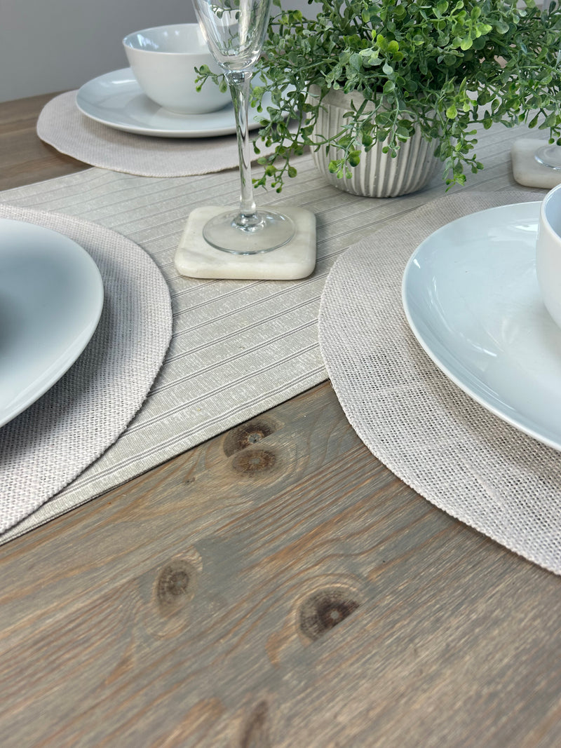 Set of 4 Off White Round Jute placemats