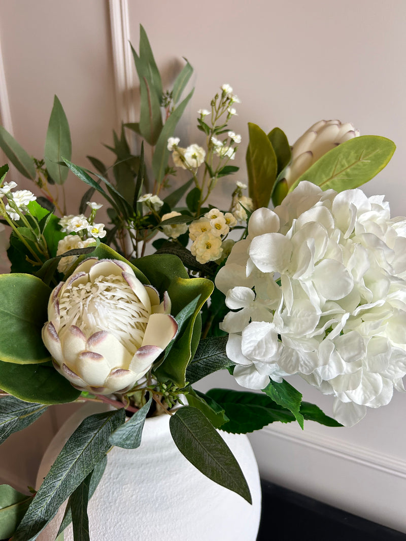 Off white closed protea stem