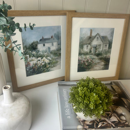 Country cottage framed glazed mounted wall art picture 2 styles