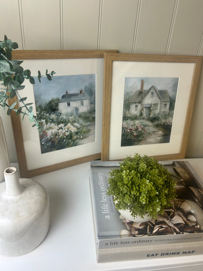 Country cottage framed glazed mounted wall art picture 2 styles