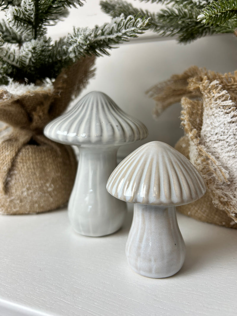 Reactive glaze mushroom ornament 2 sizes