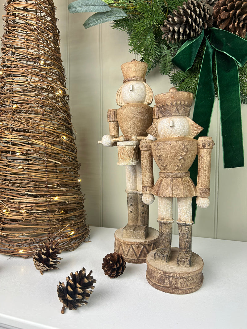 Wood look tall traditional Nutcracker ornament decoration 2 styles