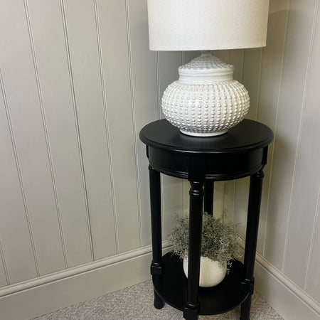 Black round accent side table traditional heritage