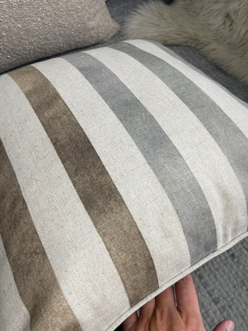 Jerez taupe IKAT print stripe back cushion
