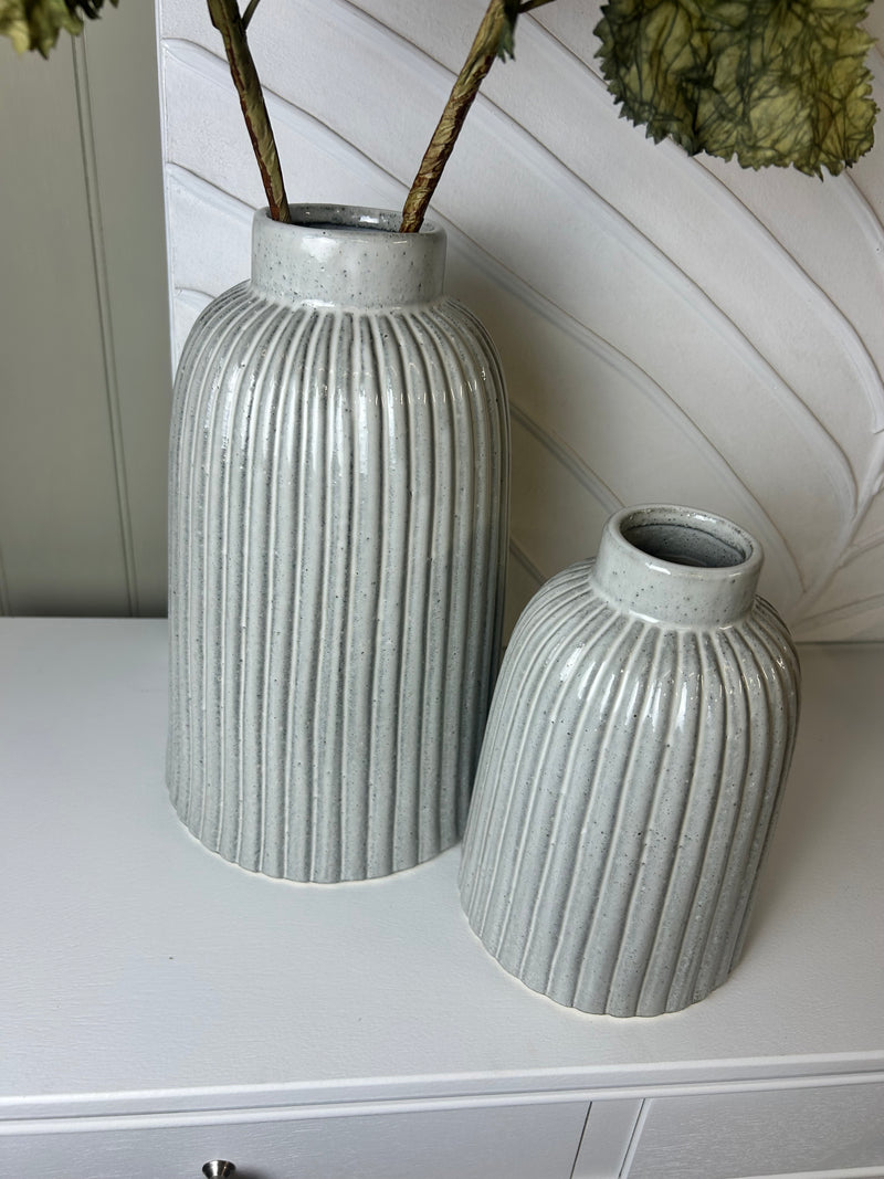 Ribbed bottle neck vase 2 sizes