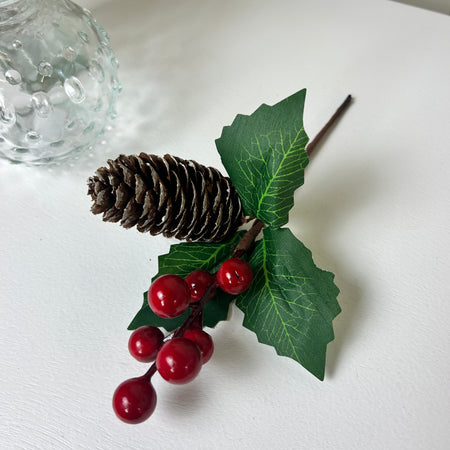 Small festive berry pick 20cm