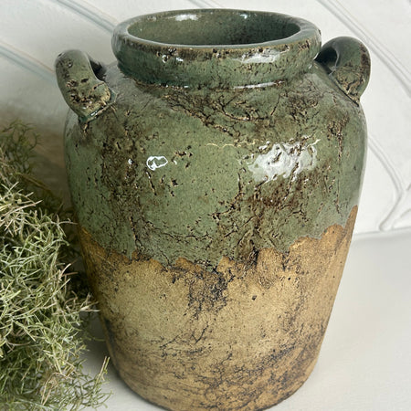 Meysey green natural rustic stone vase