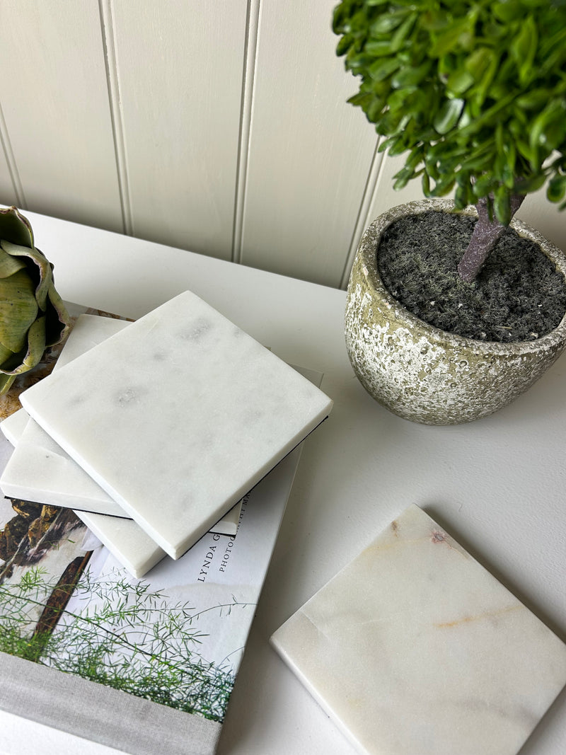 Set of 4 square solid marble coasters