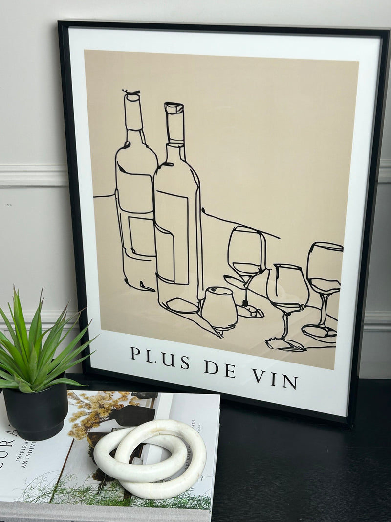 ‘Plus De Vin’ Black wine Frame Print
