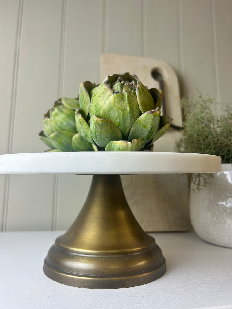 Brass and marble cake stand