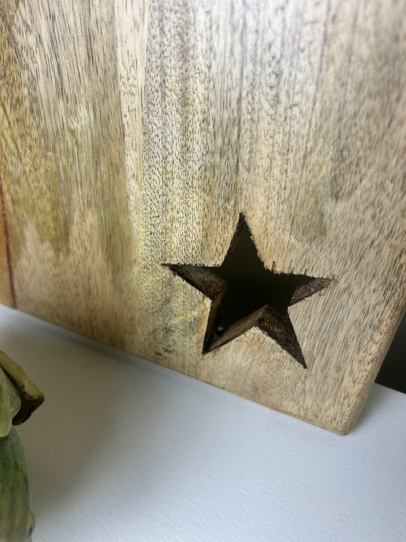Star detail mango wood chopping board rustic