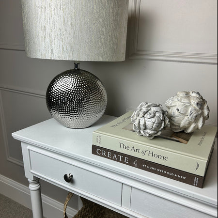 Store seconds Hammered Silver Lamp with shade