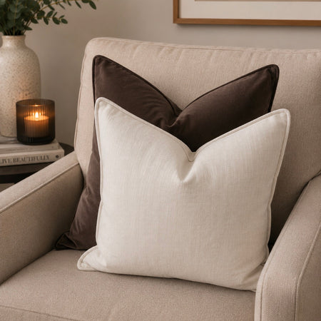 Heavy Linen Natural Mix Feather Filled luxe luxury cushion 45cm